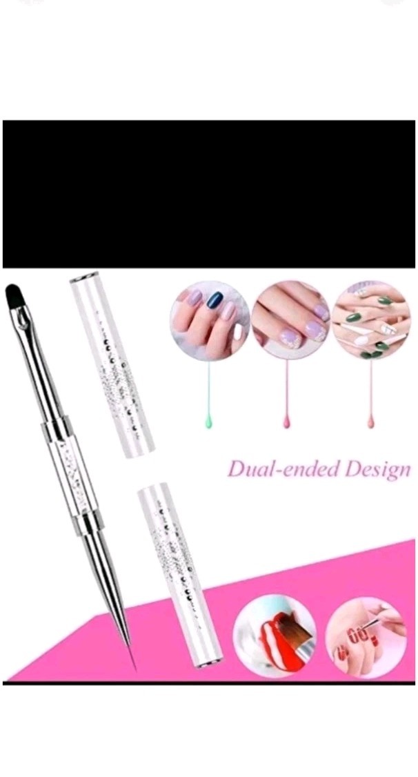 Double Ended Nail Builder Gel Brush, French Tip Brush Hard Gel for Nails