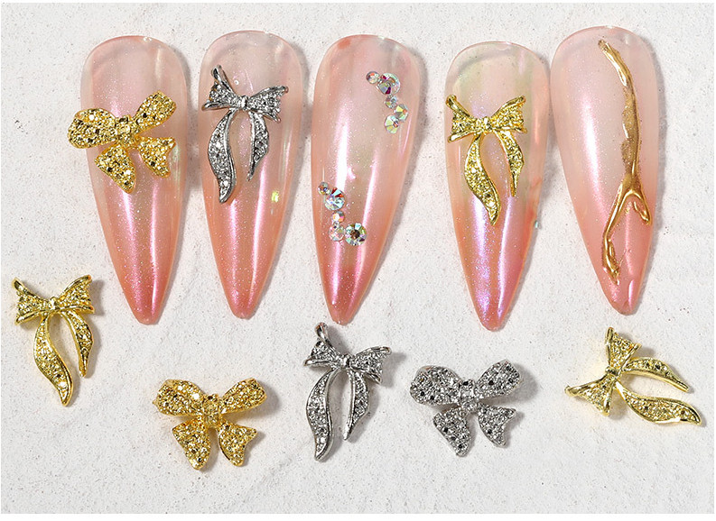 3D Glitter Metal Manicure Accessories DIY Ribbon Bows Nail Art Decoration