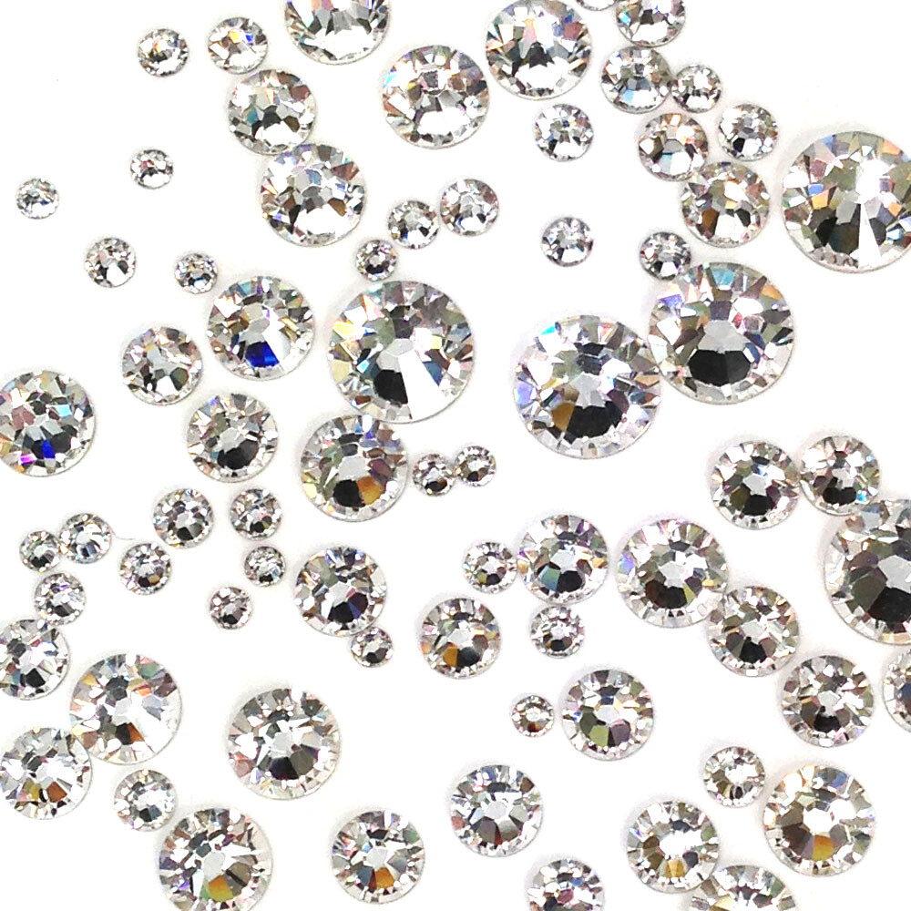 900 pcs Mixed Sizes Swarovski 2058/2088 Flatback nail art bulk clear CRYSTAL 001