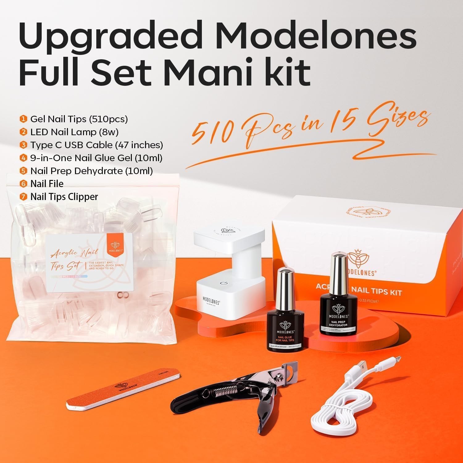 X Nail Gel Kit Almond, Upgrade 15Sizes Fake Nails, 9-in-One Glue Dehydrator &…