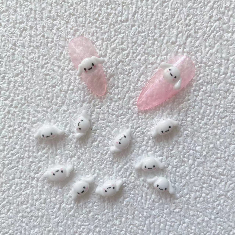 2Pcs Resin 3D Cartoon Puppy Bow Kitty Cat Dog Nail Art phone Case Sticker NS31