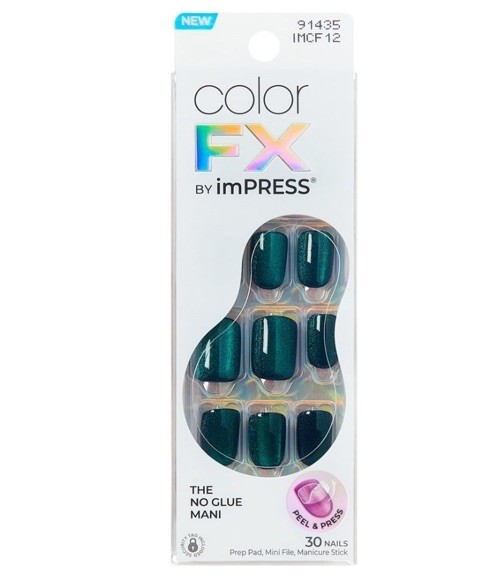 KISS imPRESS💅Color FX Short Squoval Press-on Nails Green “Better Things” 30Pcs
