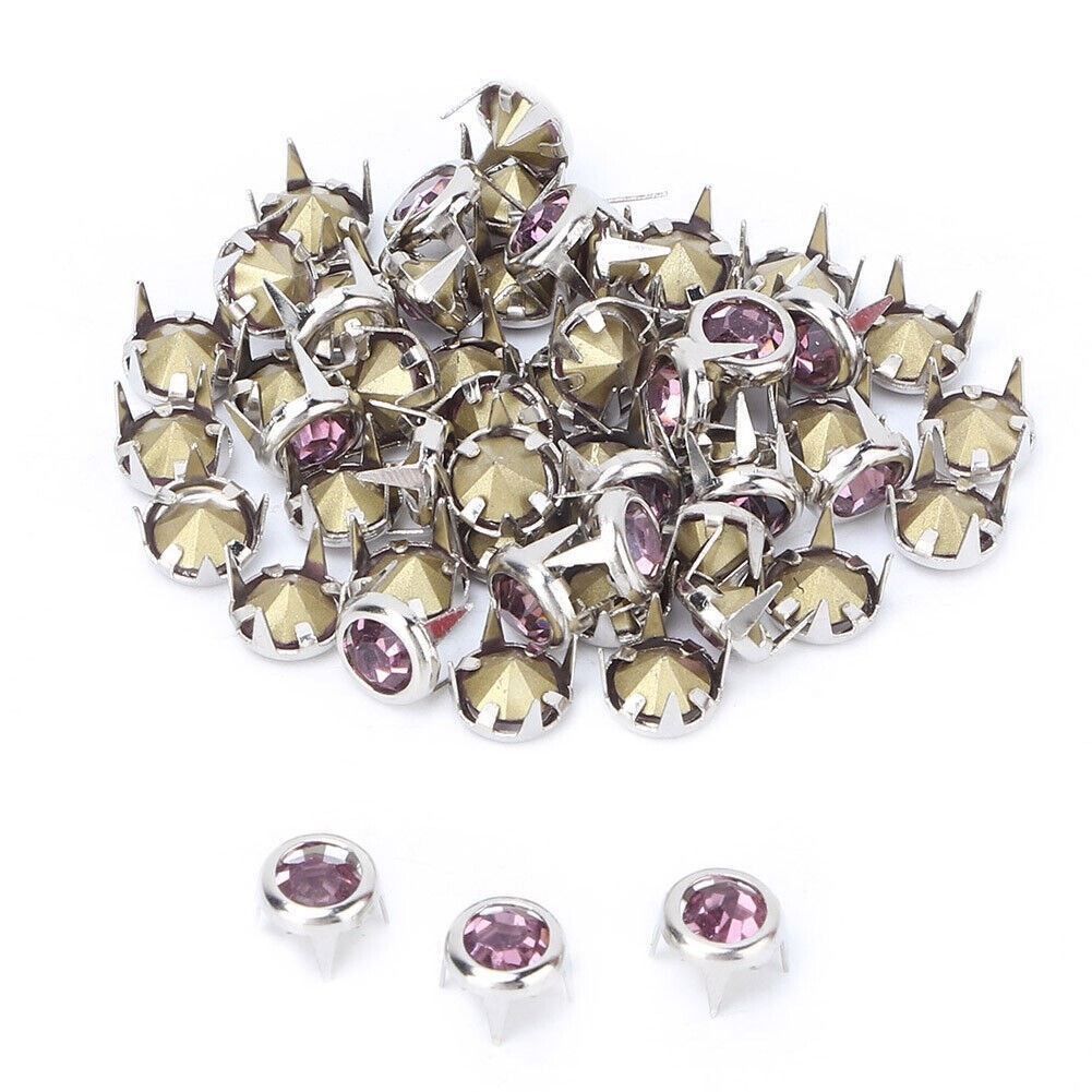 50PCS 7mm DIY Silver Round Claw A Grade Crystal Rhinestones for Crafts