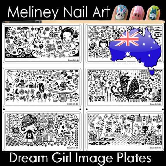 Dream Girl Stamping Nail Art Image Plate Design Rectangle XL Jumbo Stencil Metal
