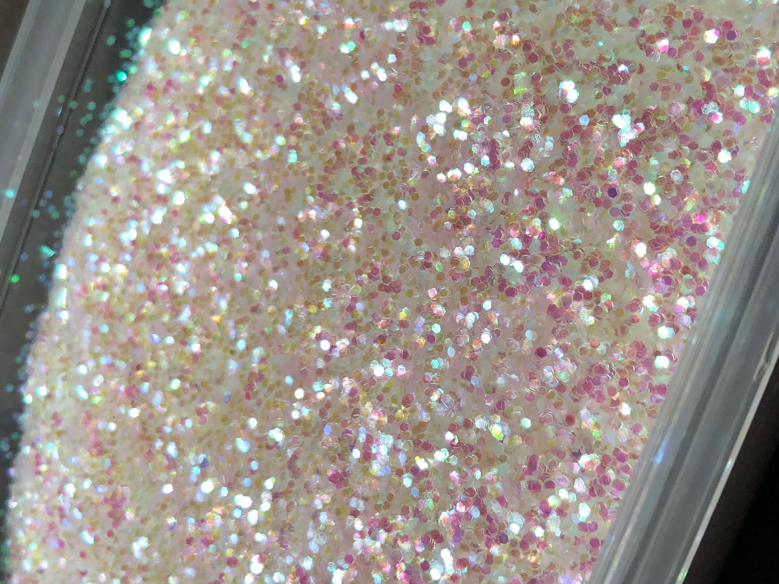 Iridescent White Glitter Hex Snow White pink blue sheen Nail Art US seller