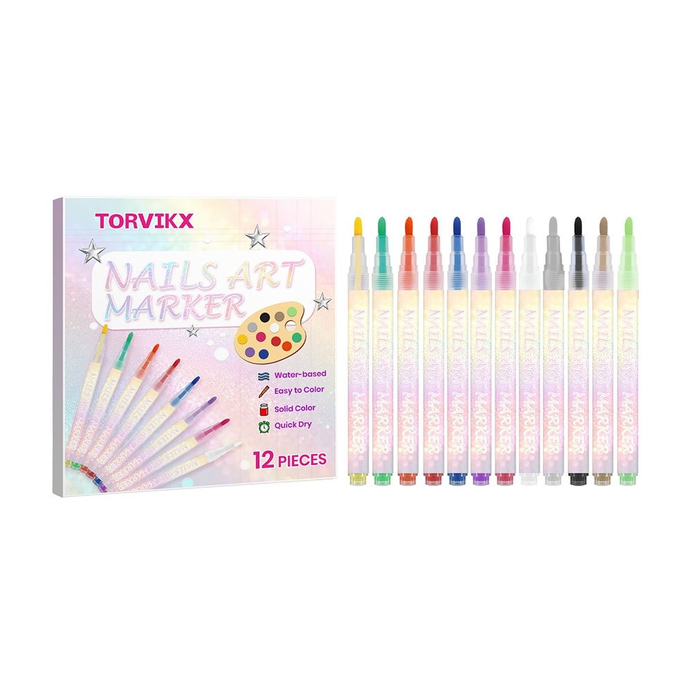 12 Color Nail Art Markers For Gel Nails,Nail Art Pens Set DIY Nail Art Marker JQ