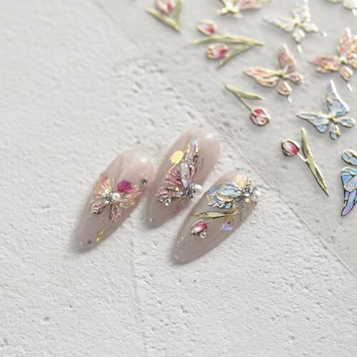 Butterfly Nail Art Stickers 5D Embossed Nail Decals Bronzing Butterfly style3
