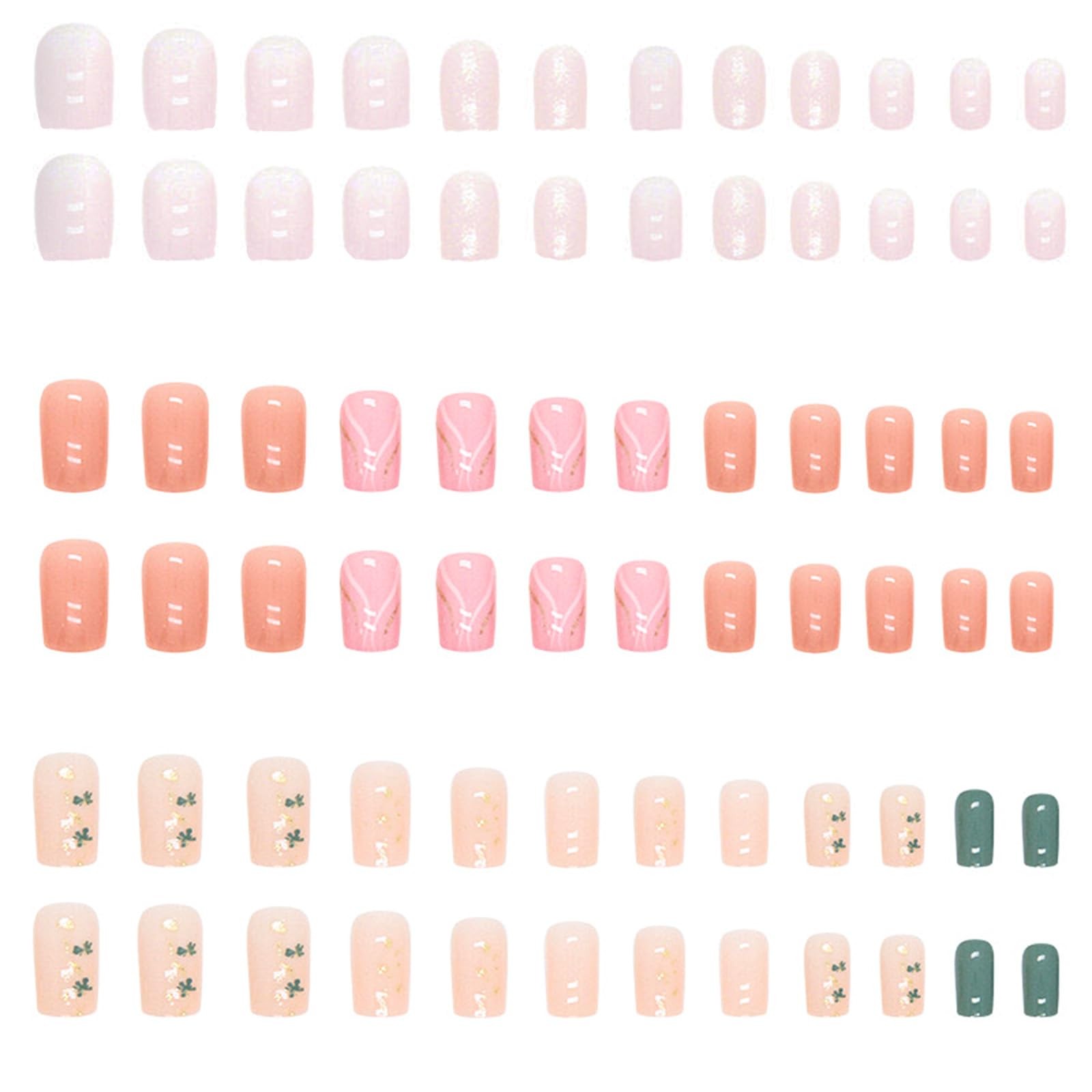 6 Packs (144 Pcs) Medium Press on Nails Square Fake Gold Medium, style2