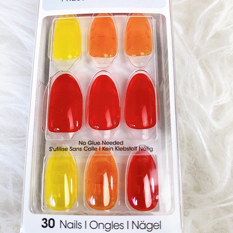 Impress Press on Nails Clear Colorful Almond Medium Length