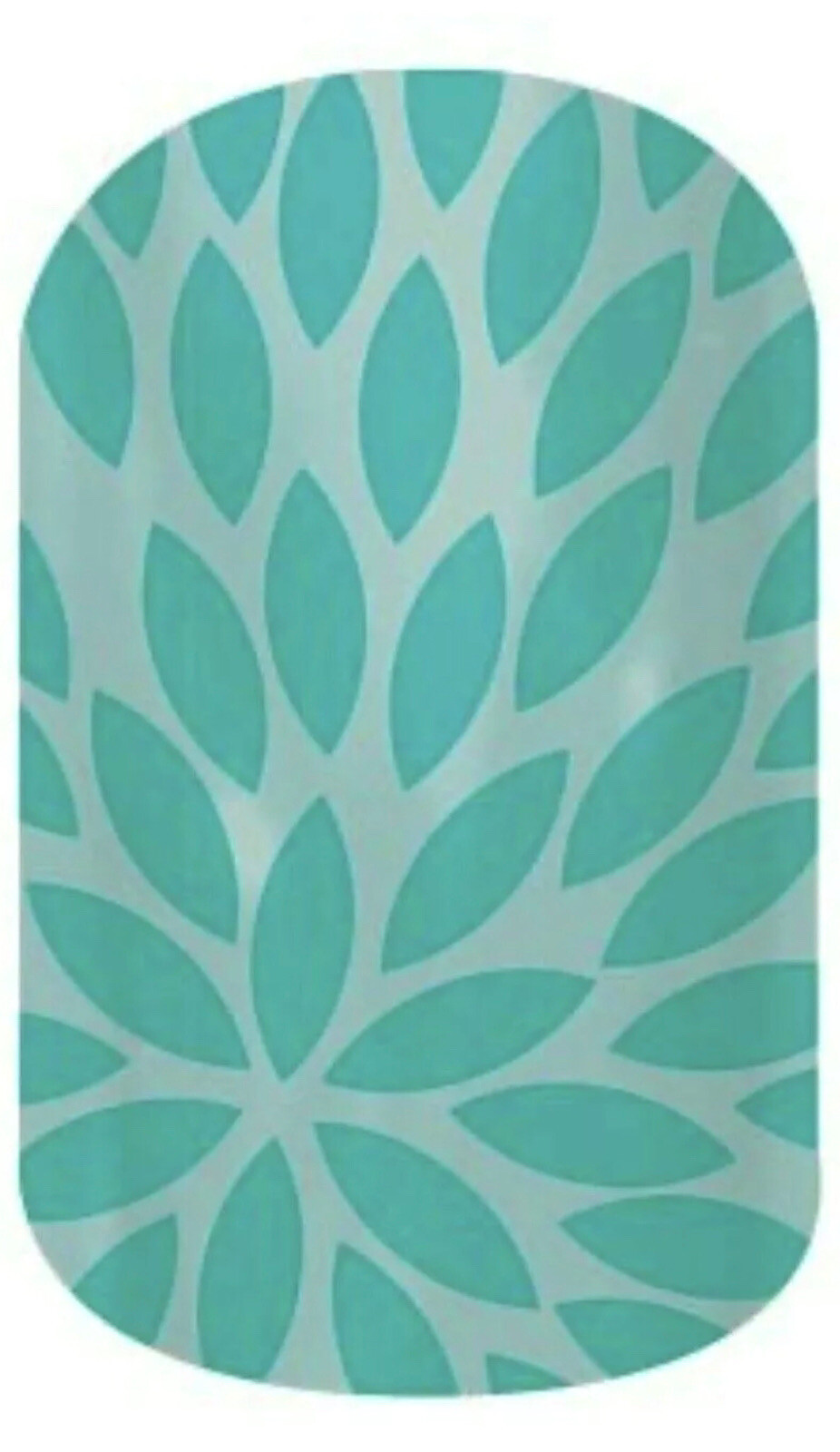 NIP Jamberry Retired Vinyl Nail Wraps Full Sheet “Lotus” Teal w Geo Leaf Pattern