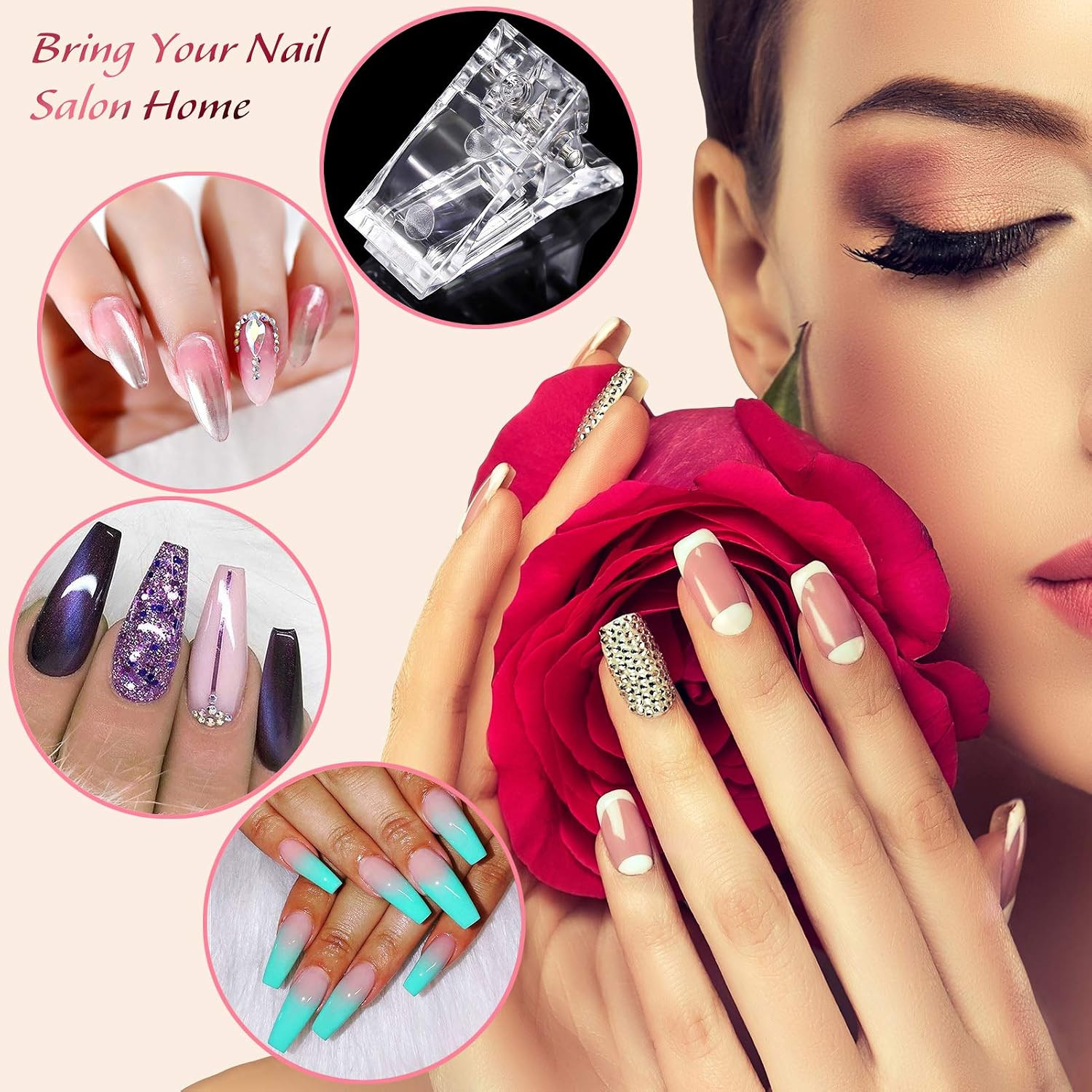 5 Pcs Poly Gel Quick Building Nail Tips Clip Plastic Transparent Finger Extensio