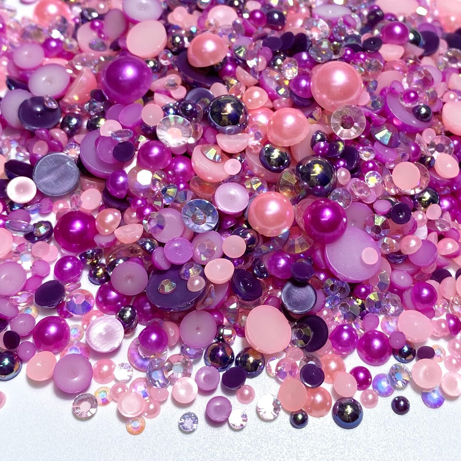 Tingoons 50G Mixed 3-10Mm Flatback Rhinestones Half round Pearls for DIY Crafts