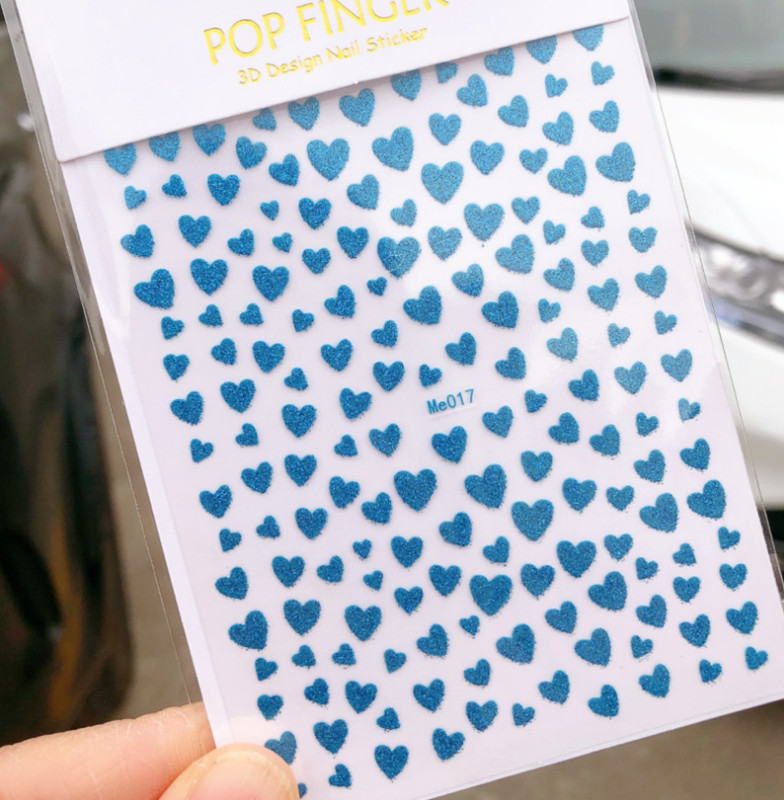 Nail Art Sticker Glitter Heart Valentine Decals Manicure DIY Peel & Stick NH6