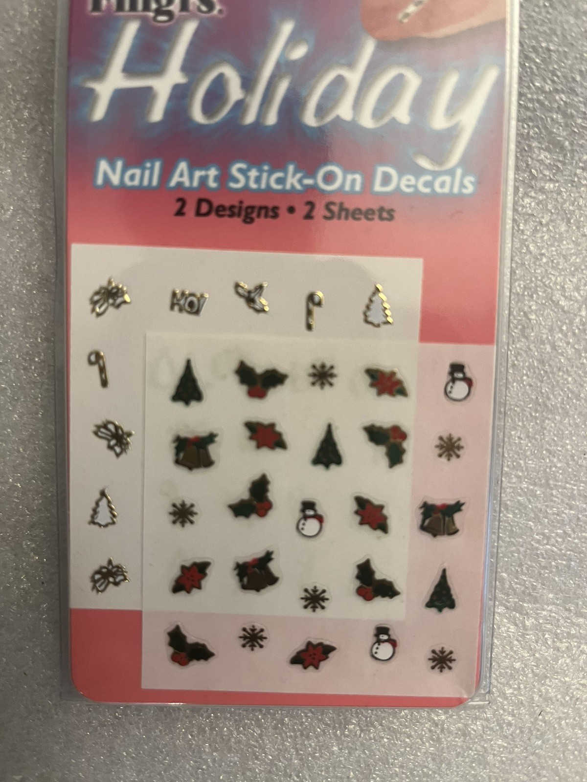 FING’RS Holiday Nail Art Stick-On Decals. 2 Sheets #2347 NEW 1 pack