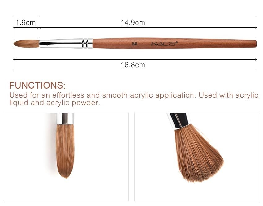 Red Wooden Nail Art Brush with Kolinsky Sable Hair for Precision Nail Designs