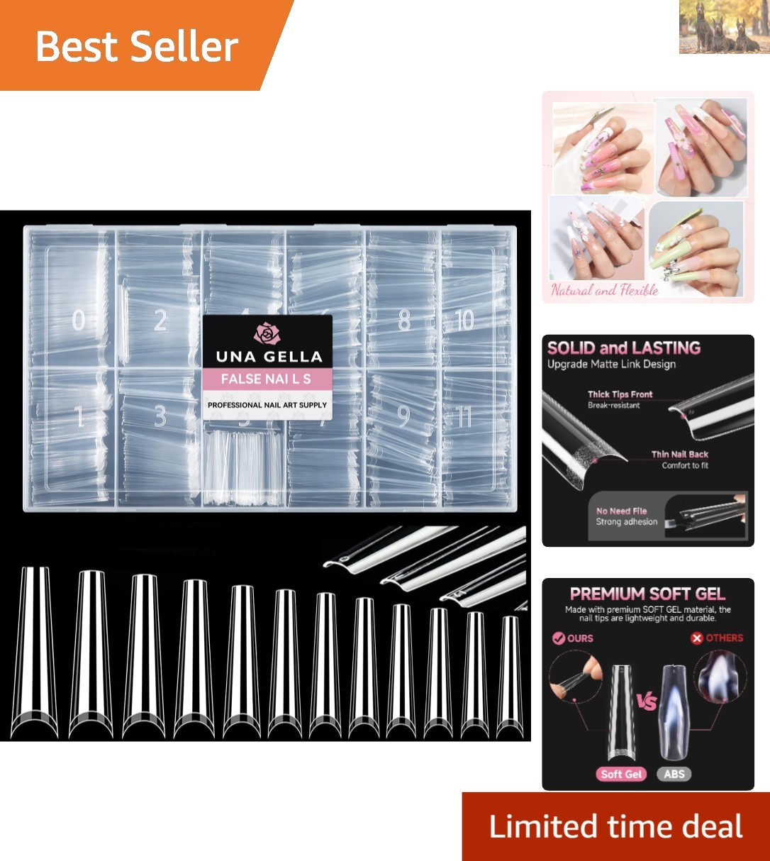 Long Lasting 504PCS Coffin Nail Tips – Extra Long Gel Extensions for Nail Art