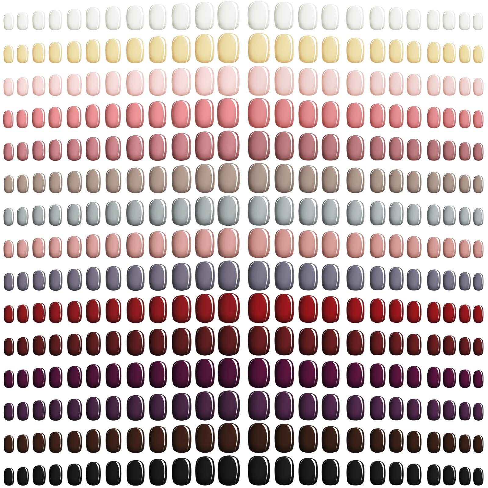 Honoson 720 Pieces Short False Square Artificial Fake Nails Full Cover nails