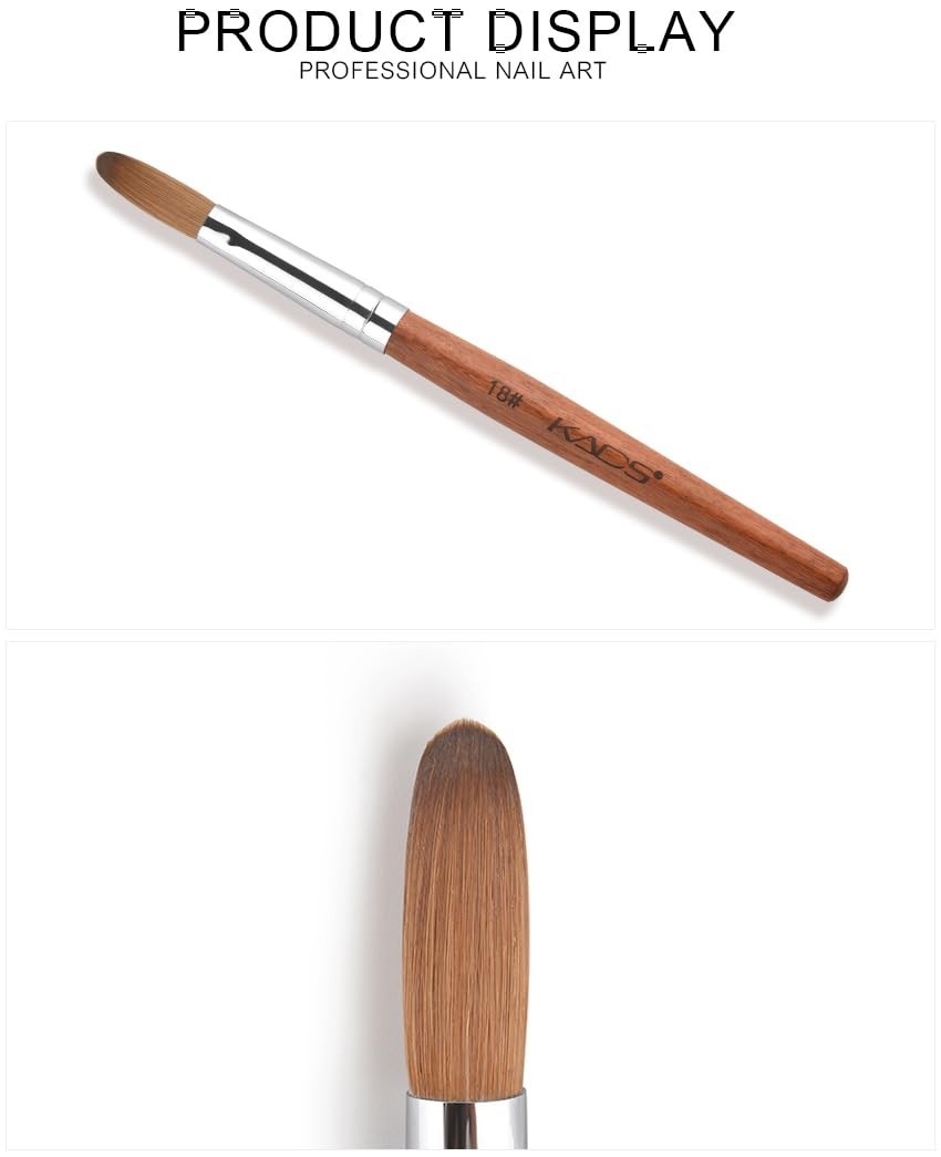 KADS Nail Acrylic Brush Kolinsky Nail Extension Brush Oval Crimped Shaped