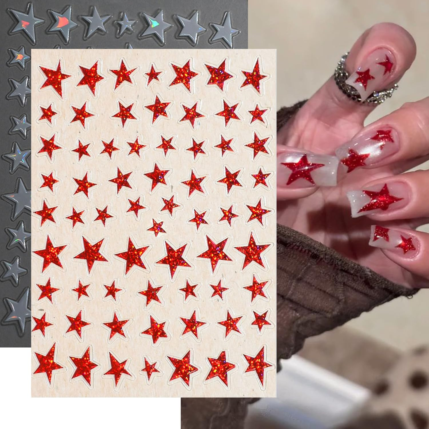 8PCS Line Nail Art Sticker Gold Silver Foil Nail Stickers Nail Art Supplies 3D M