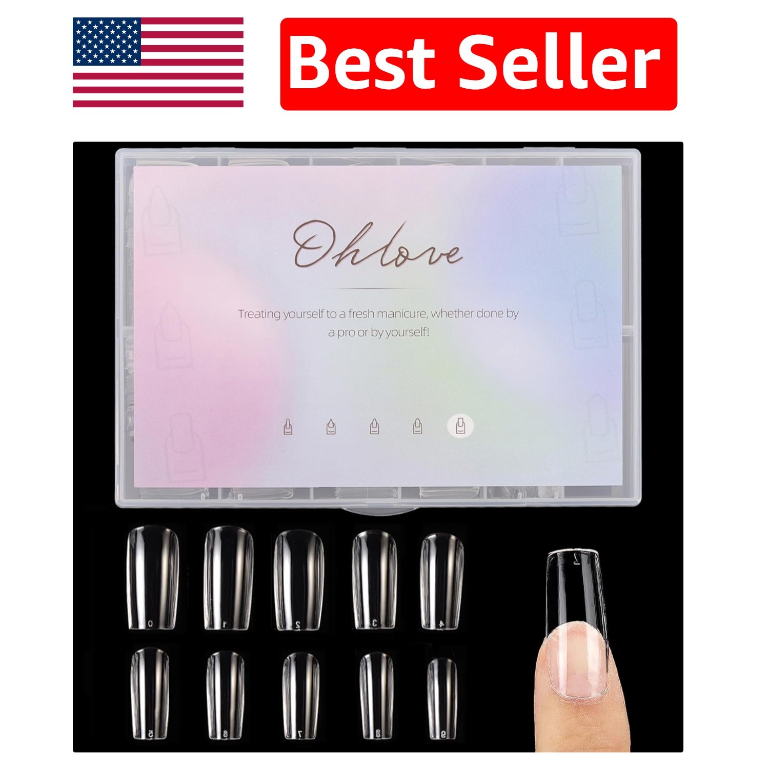 Elegant 500 Pcs Square Nail Tips – Full Cover Clear Design for Perfect Nails