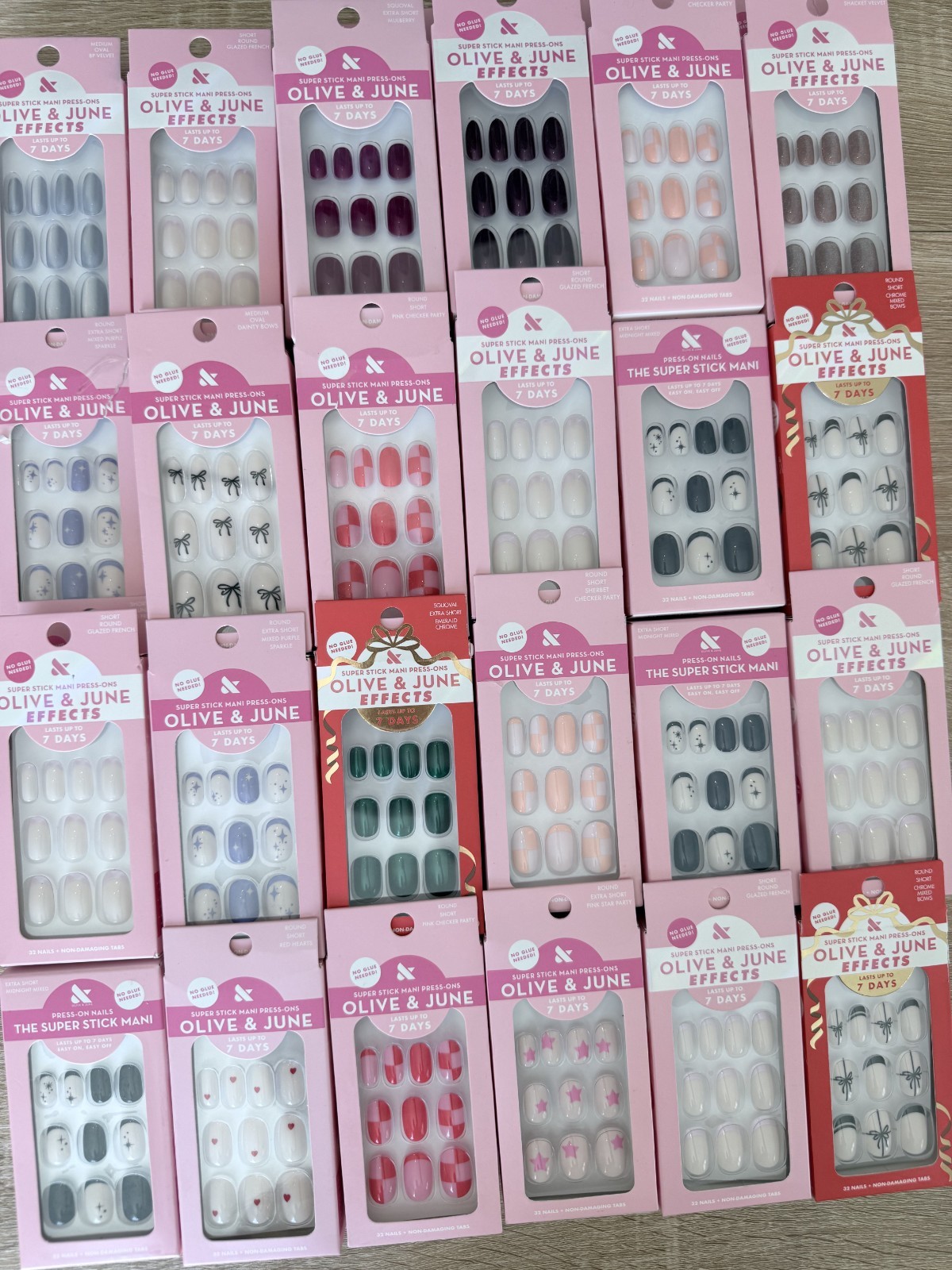 Lot of 45- Olive and June Super Stick Mani Press-Ons 7 Days Assorted Colors