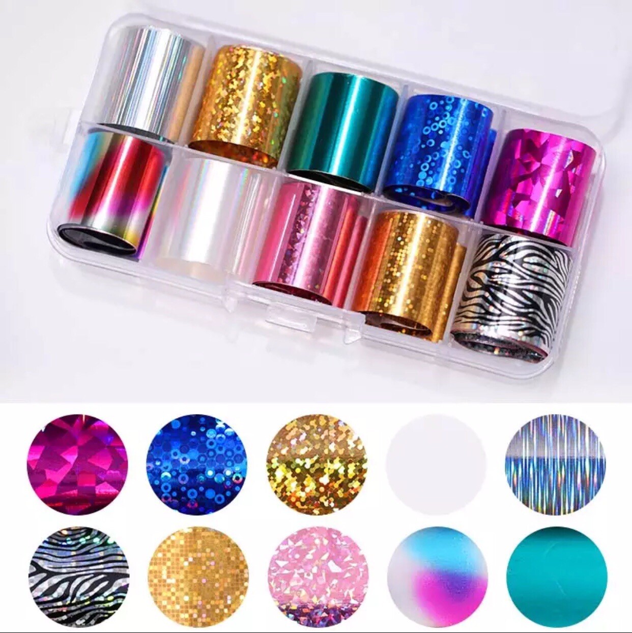 Holographic Chrome Zebra Nail Art Foil 10 Rolls/Box