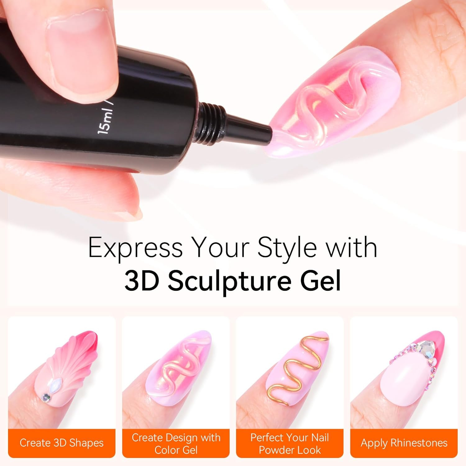 Makartt 3D Gel Nail Art, Sculpting Gel Glue for Drawing, Molding, Sculpture, Gem