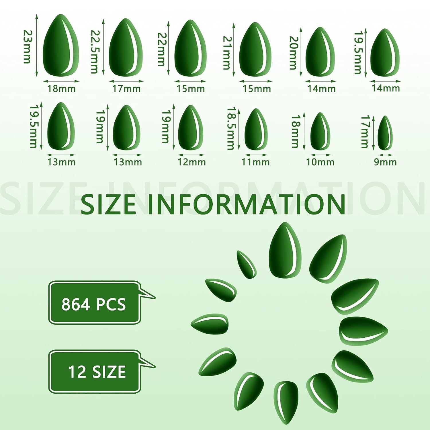 Luxurious 36-Set Almond Press on Nails – 864 Durable, Safe, Colorful Designs