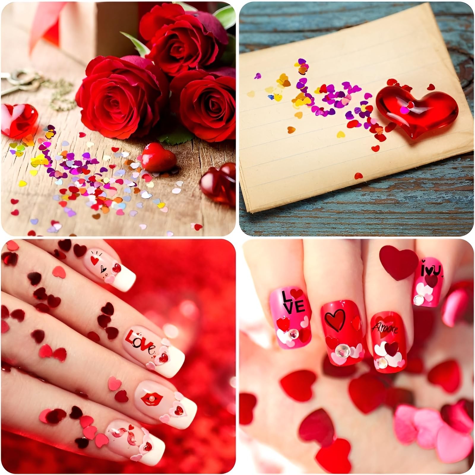 8 Sheets Heart Nail Art Stickers,Valentine’s Day Stickers 3D Style-2