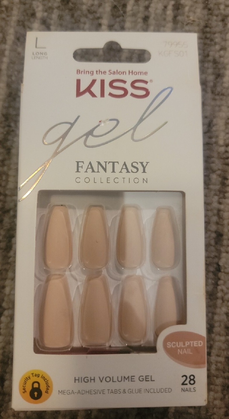 Kiss Nails Gel Fantasy Collection Sculpted Nail Long Matte Pink Manicure #79955