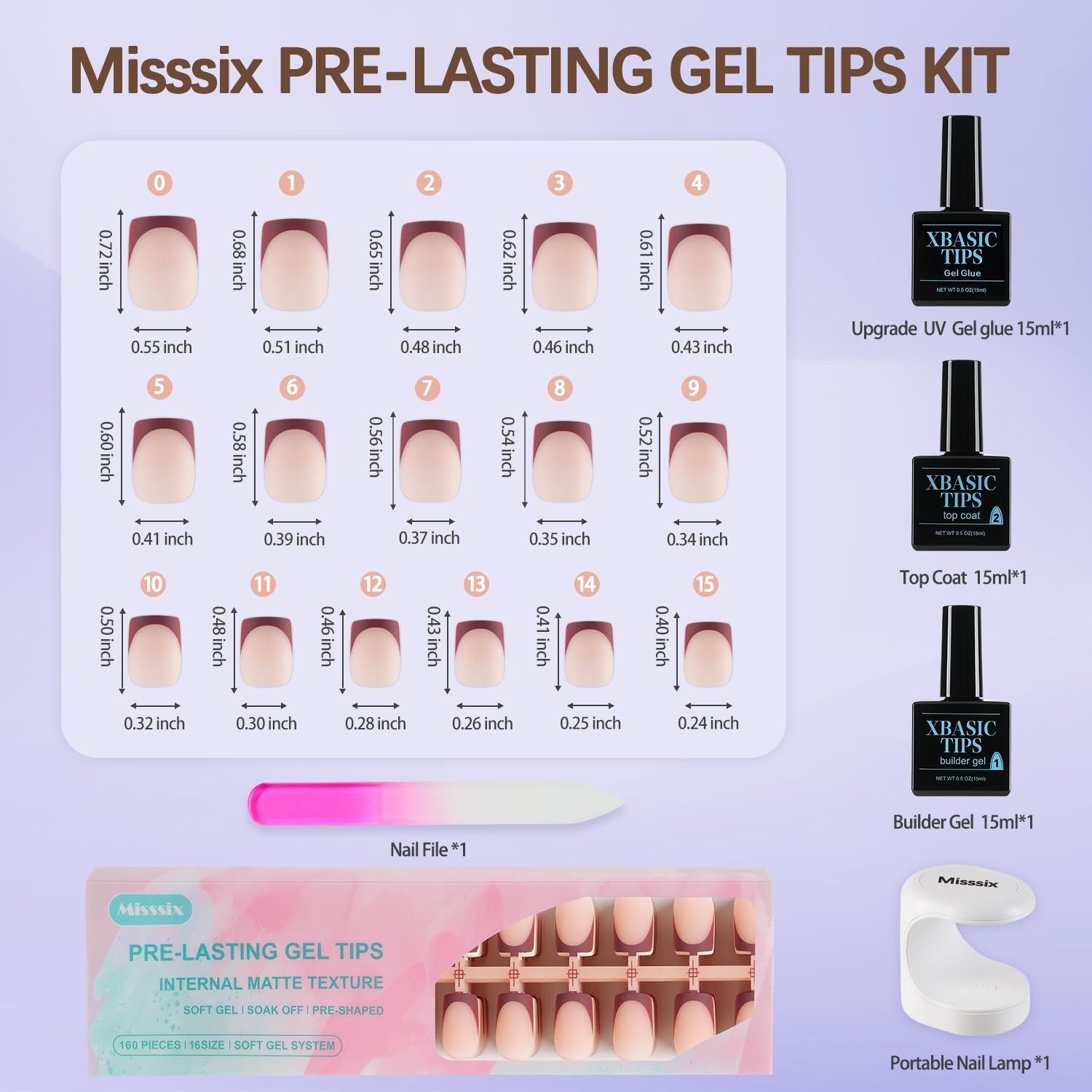 French Tip Press On Nails Kit 160pcs Short Square Gel Fake Nails DIY Manicure
