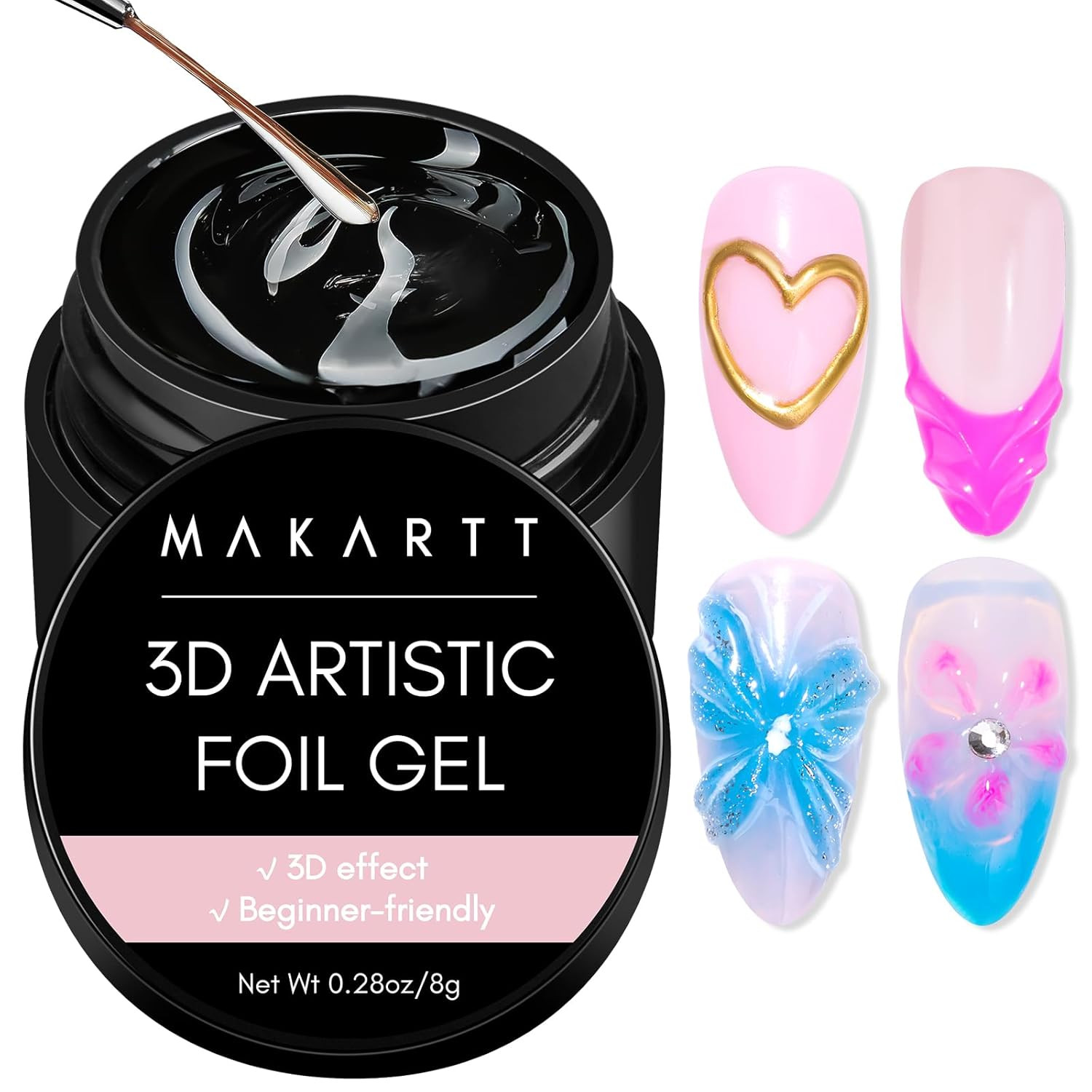 3D Nail Gel: 8 Ml Nail Foil Glue, Transfer Gels Adhesive for Linear, Shell, Ripp