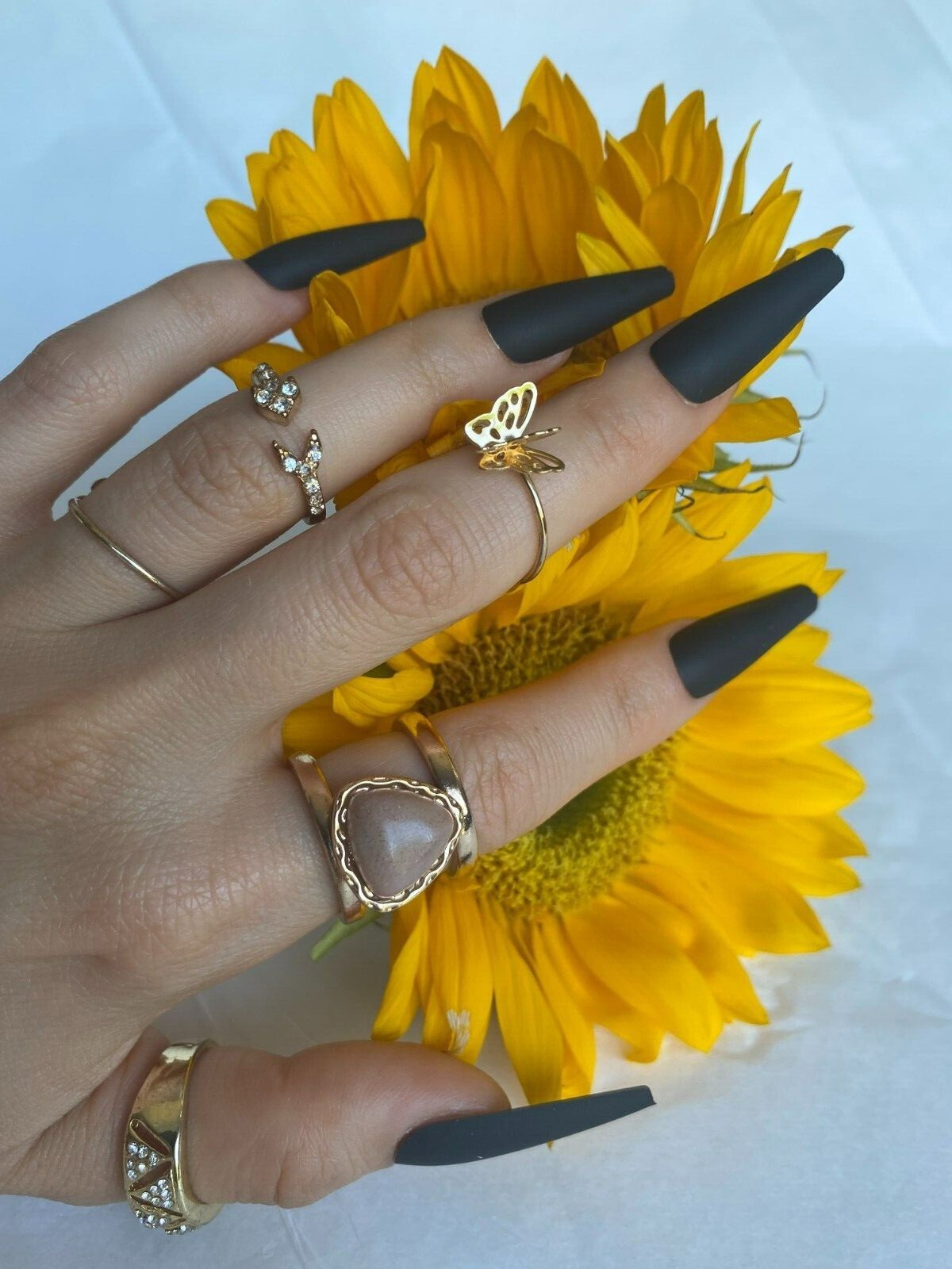 press on nails medium various colors: white, black, lavender, and peach BULK 