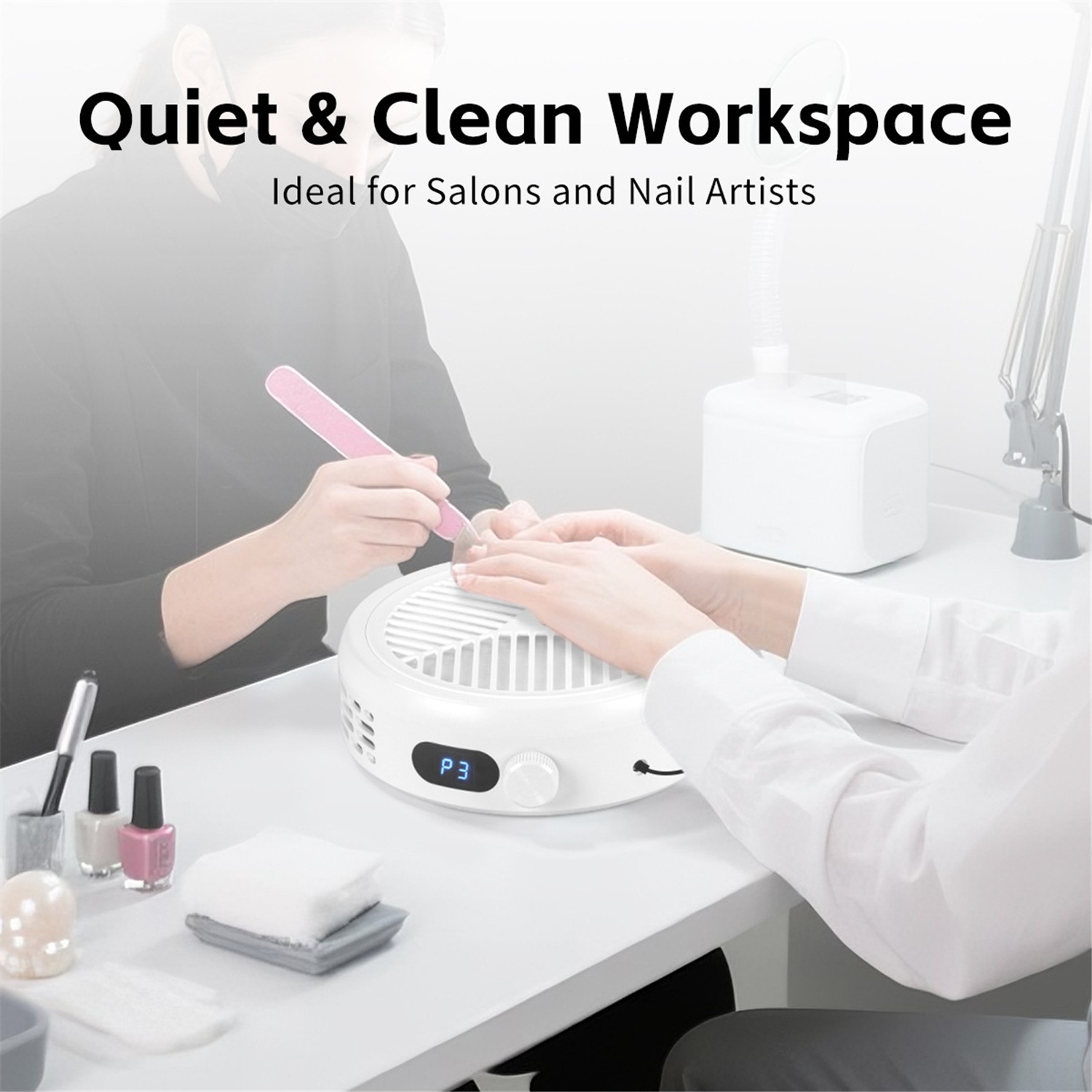 Nail Dust Collector 120W Strong Suction Quiet Vacuum For Salon Home Nail Art