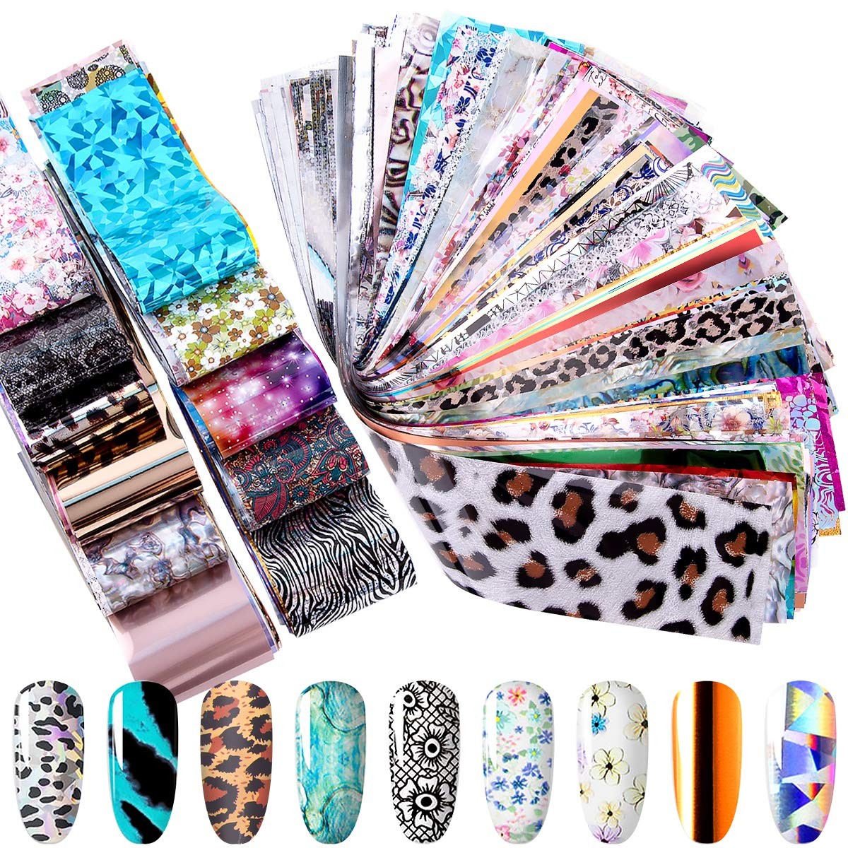 Duufin 300 Sheets Nail Foils Art Transfer Foil Stickers White,colorful