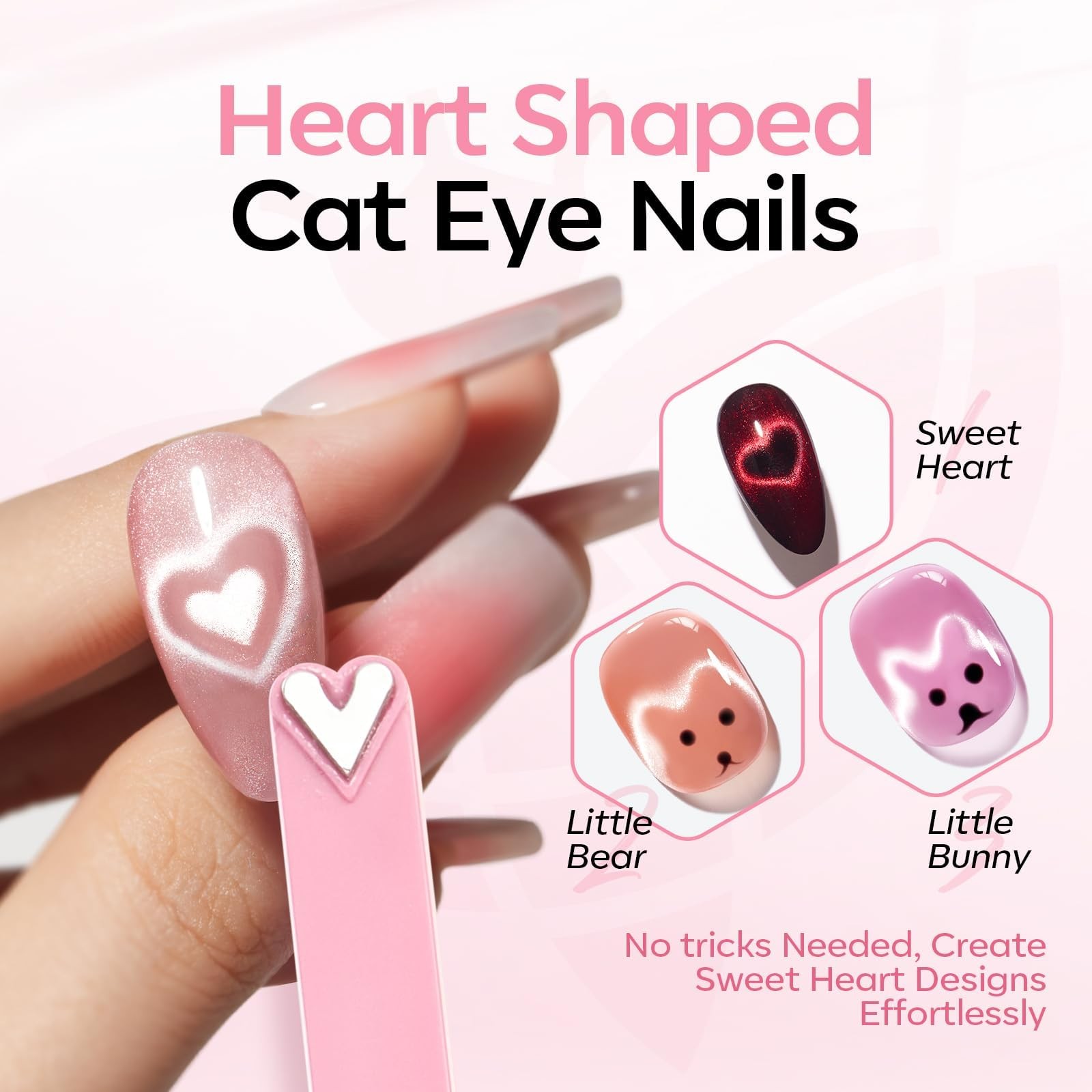 Cat Eye Magnet Light Pink 8-in-1 Tool Strong Magnetic for Cateye Gel Polish