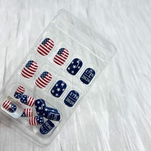 250th Anniversary Press on Nails 4th of July Stars Stripes US 250th 1779-2026