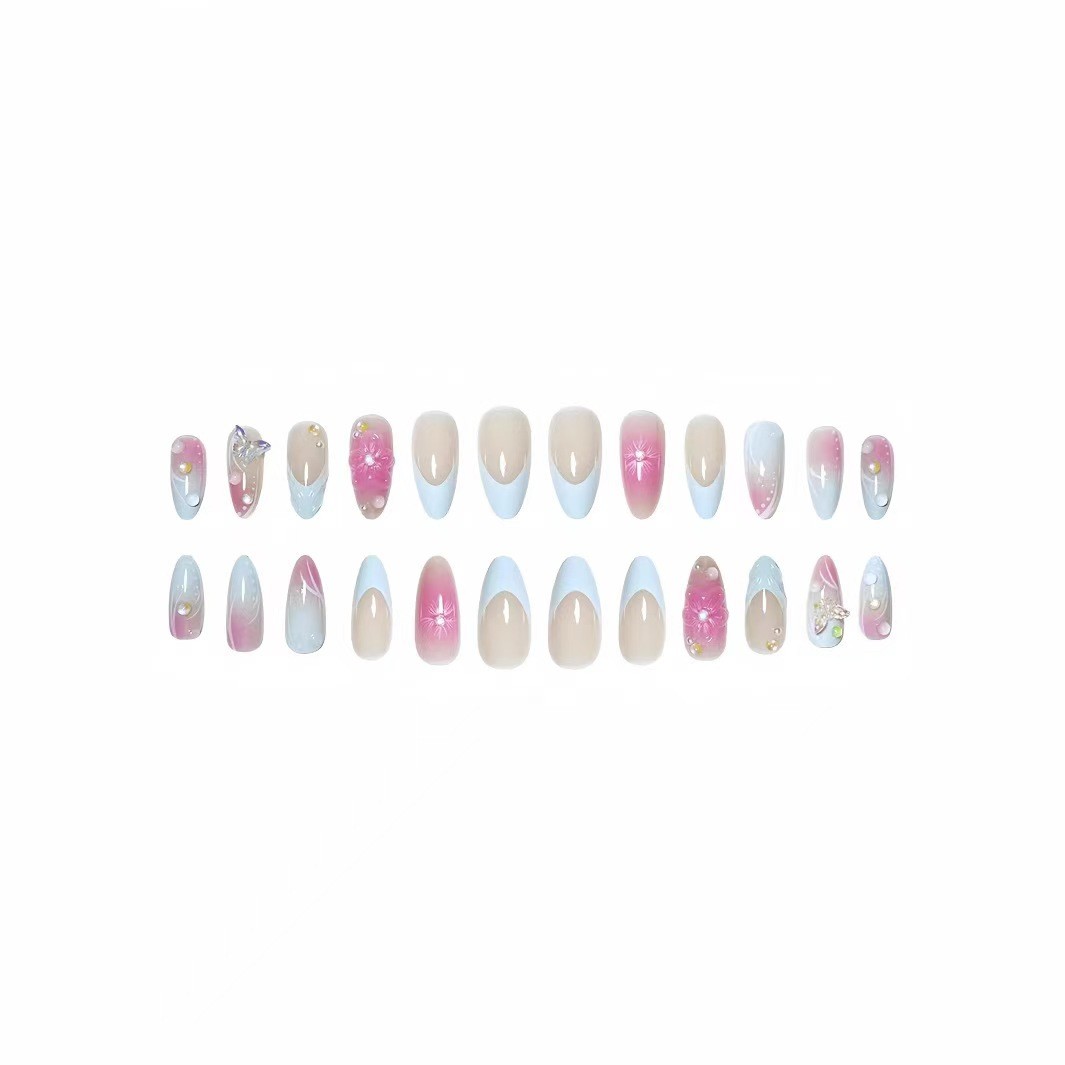 Pastel Blue Butterfly Nail Art Tips Ins Style Wholesale From Factory