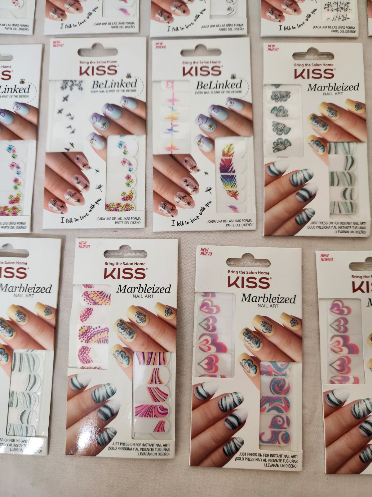 KISS BeLinked Marbleized Nail Accent Strips Fashion Design Lot of 17
