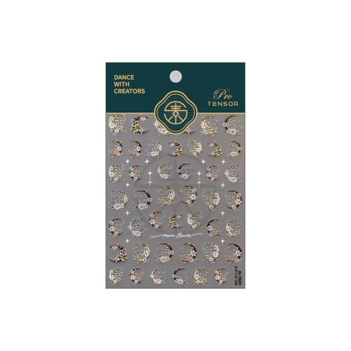 5D Embossed Gold Moon Daisy Nail Stickers for Women Pearl Star Nail Style-36