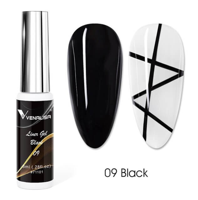 Venalisa Liner Detailing Nail Art Gel 0.28 Oz – #09 Black