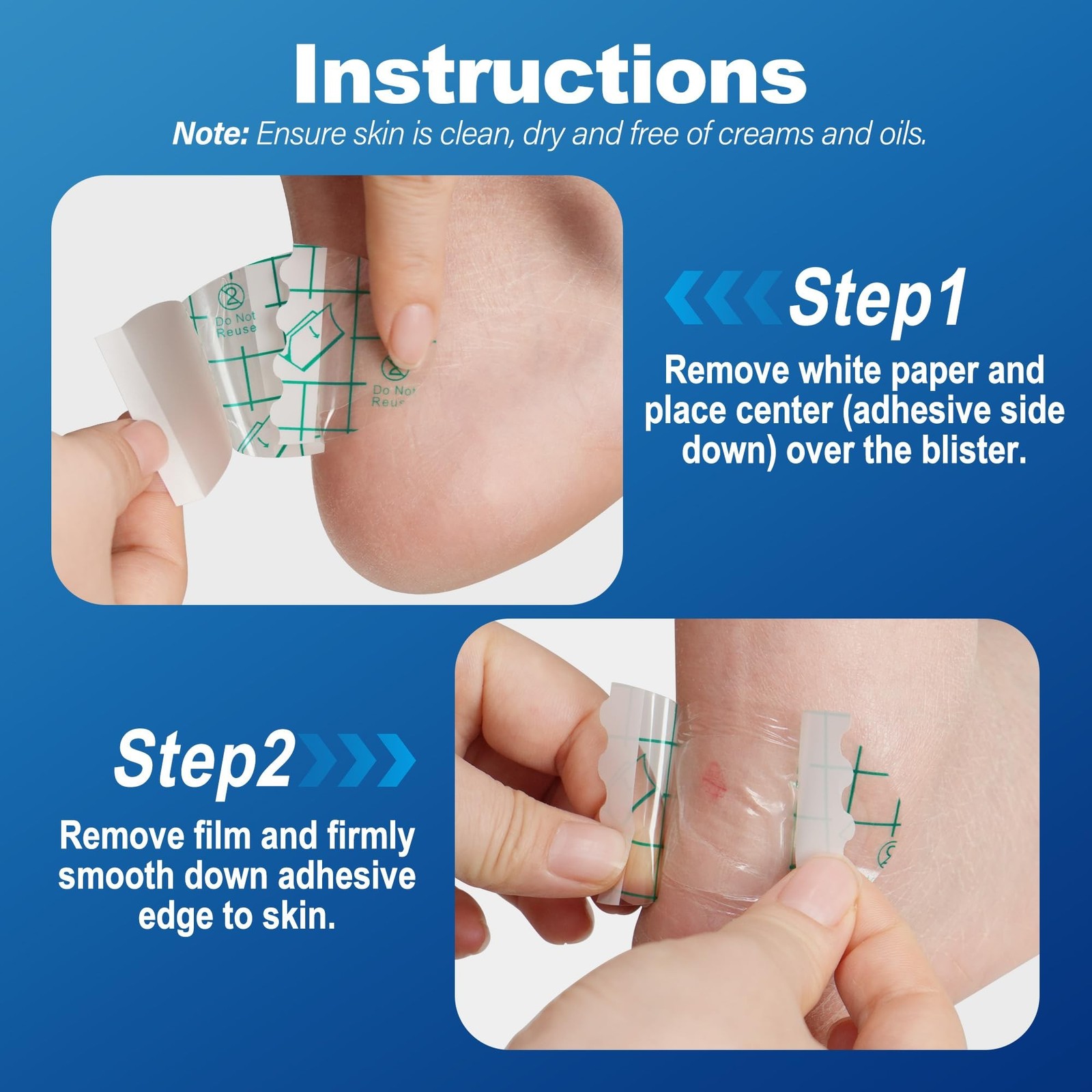 Blister Bandages for Feet, 16pcs Invisible Blister Pads, 2 Size, Hydrocolloid…