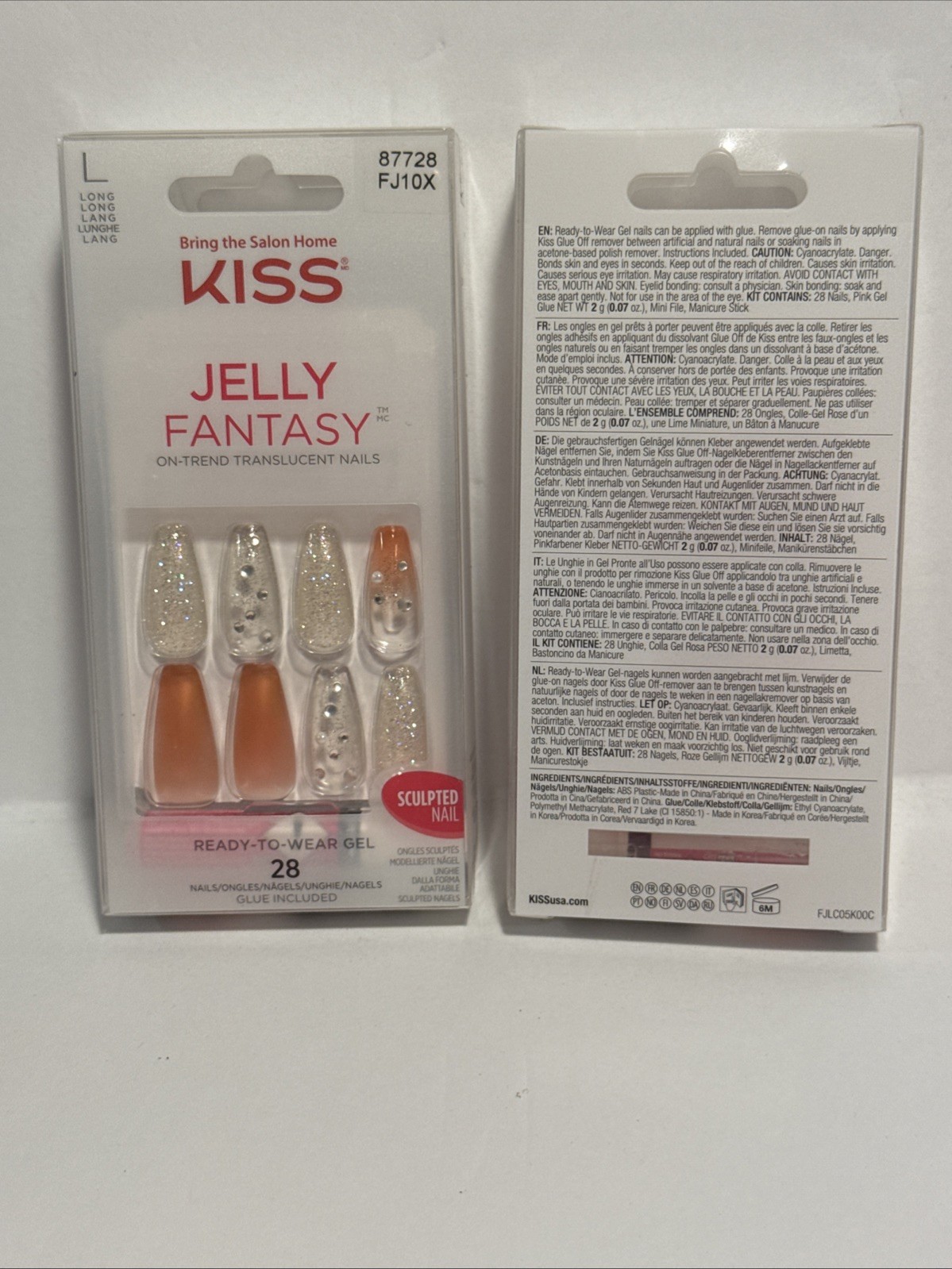 KISS Gel Fantasy Jelly Nails Long Set -Be Jelly ( Pack of 2) 👀 More On My Page!