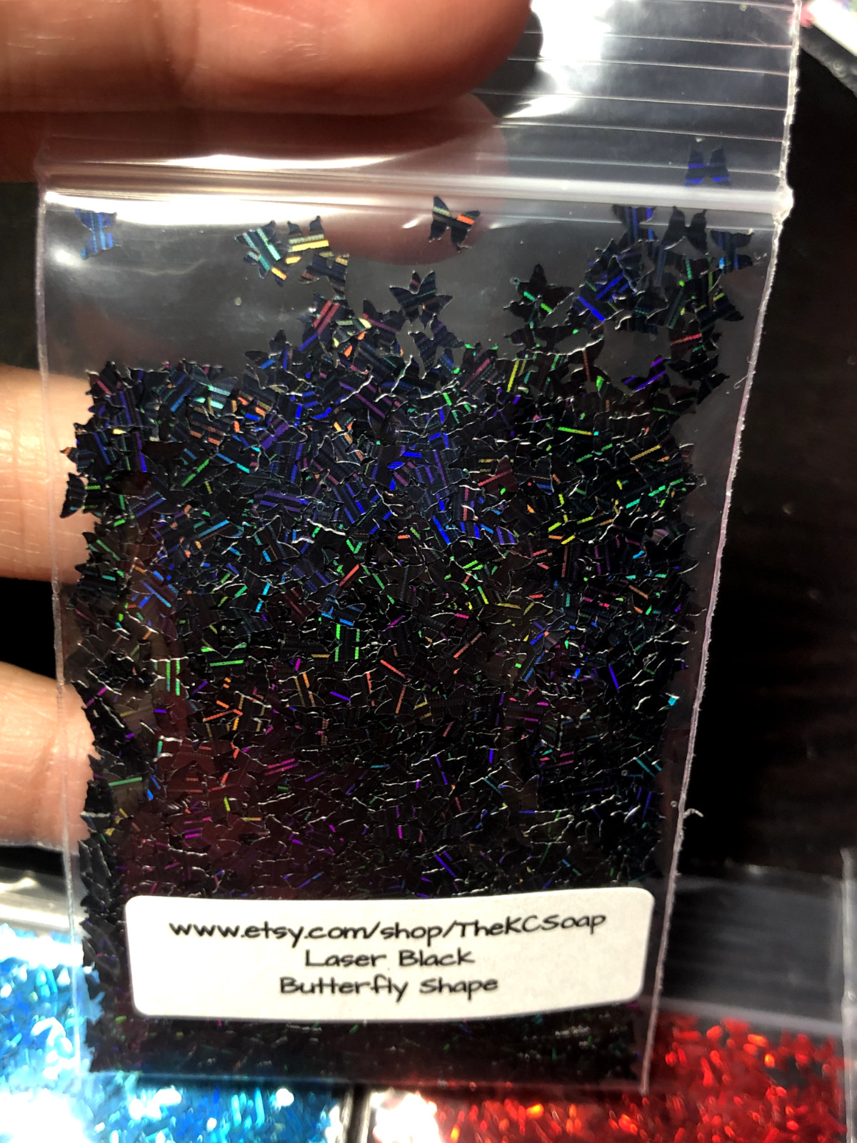TBSP Solvent Resistant LASER BLACK Butterfly Shape Glitter Nail Epoxy US Seller