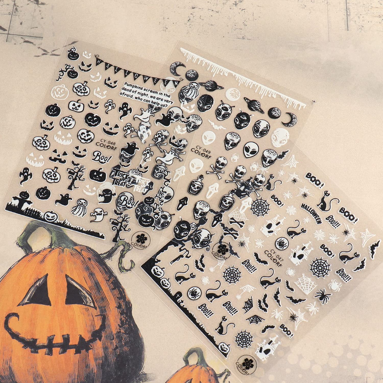 Halloween Nail Art Stickers, Luminous Design Glow in The Dark Multi