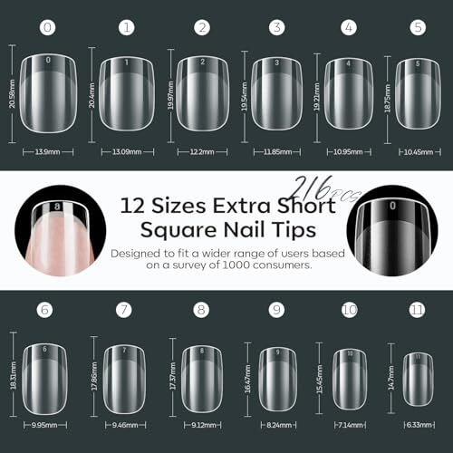 Extra Short Square Nail Tips, Pre-shaped Gel x Nail Tips A6-Extra Short Square