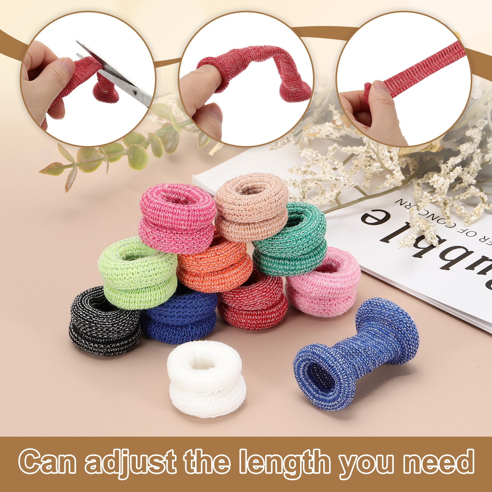 10 PCS Cotton Finger Bandages Finger x 1.5 cm Tip，32 Bandages Protectors, Pink