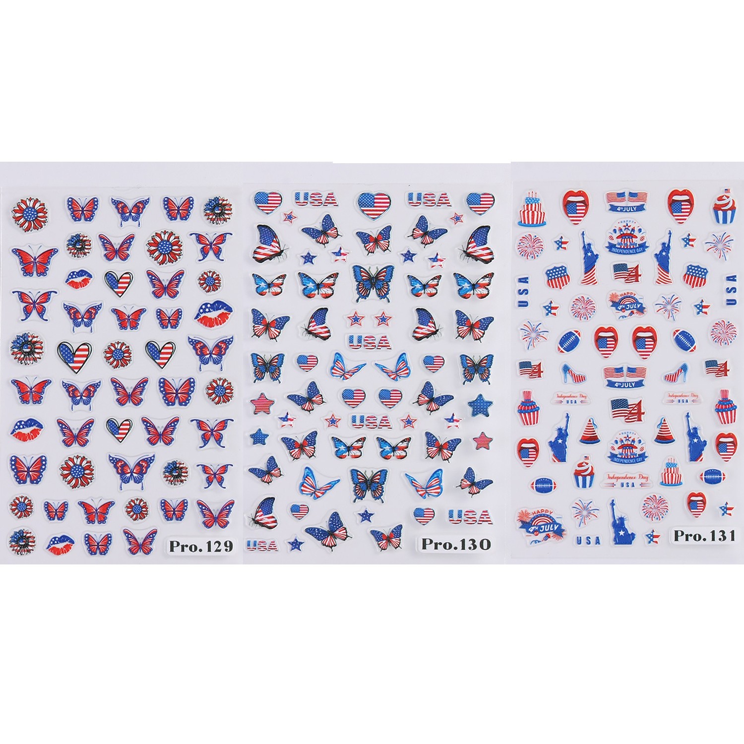 4th of July DIY Nail Stickers Independence Day Nail Art 3D American Flag Sticker