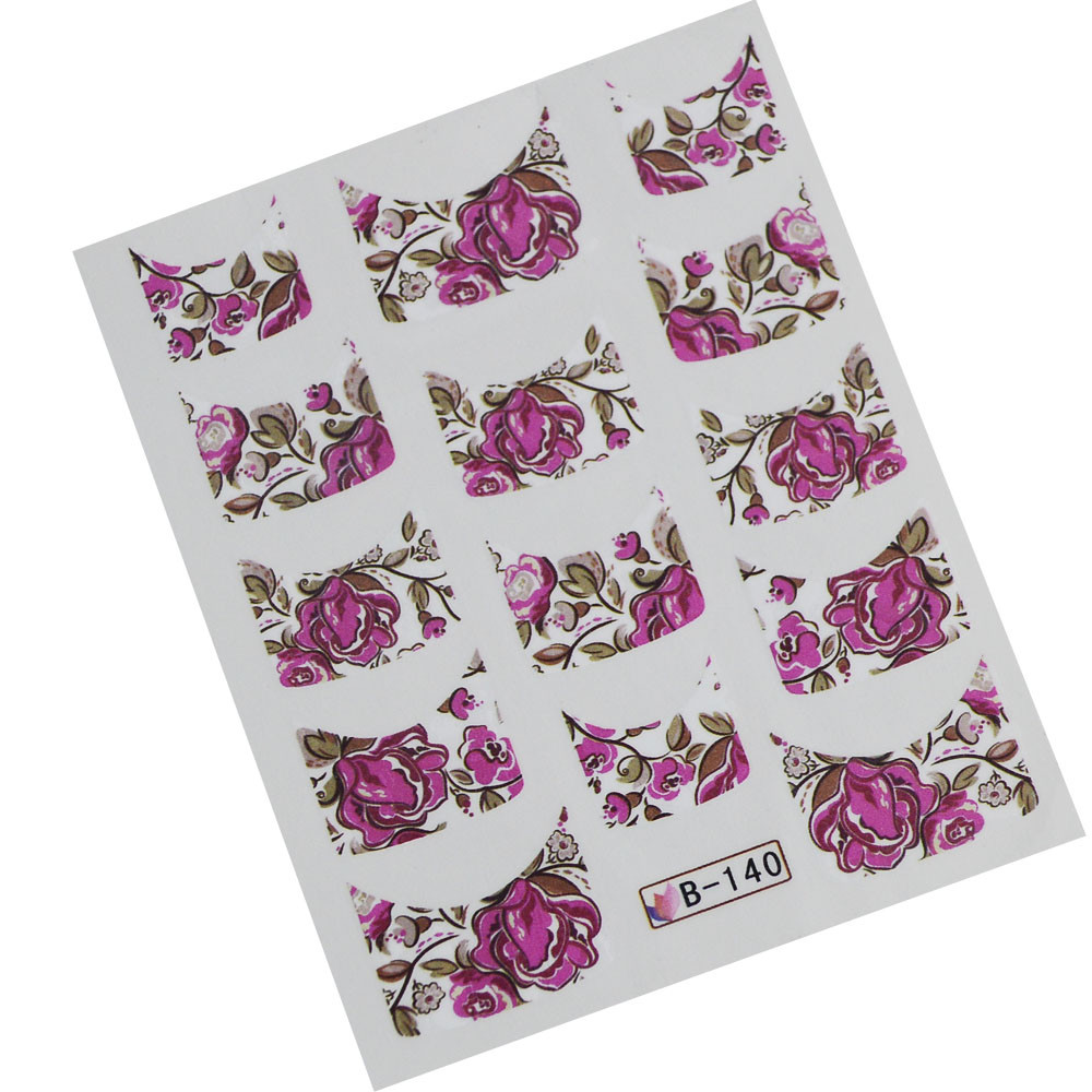 44 Designs Water Transfer French Tip Nail Stickers Flower Butterfly Bird Feather