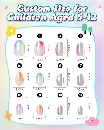 Cute Press on Nails for Kids,Girls Trendy Stuff Fake Nail Kit for Multicolor